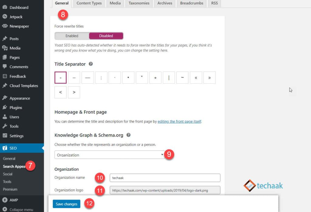 Search Appearance General Settings of Plugin.