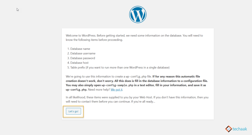 WordPress database Page