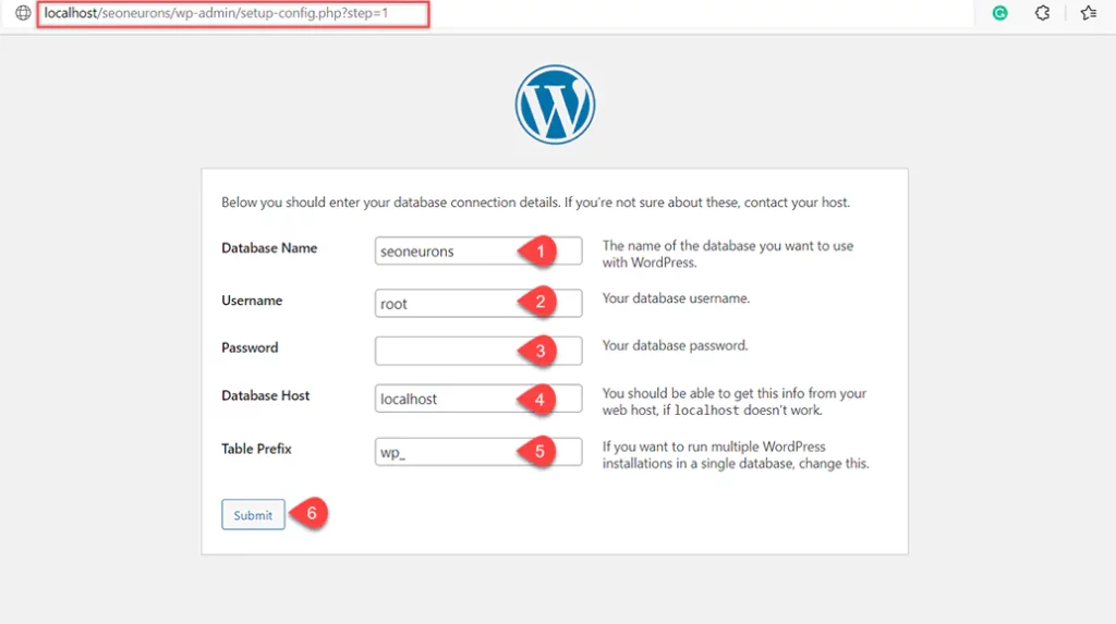 localhost-multiple-wordpress-database