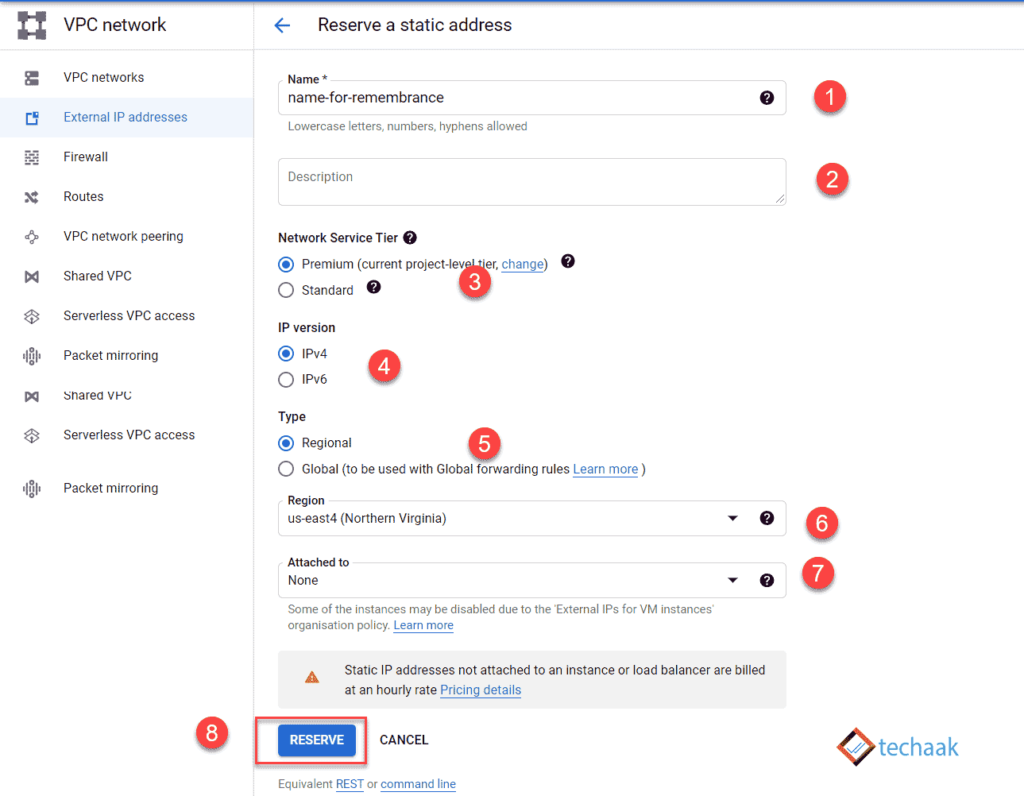 Reserve New Static IP Address WordPress Instance