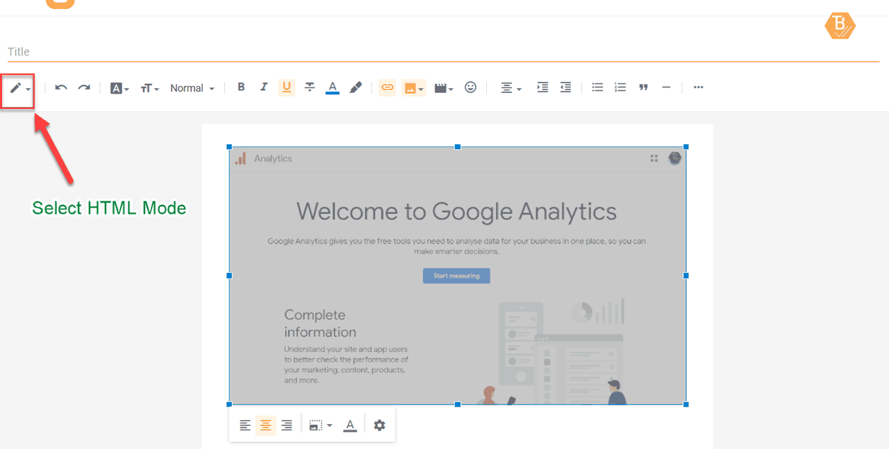 HTML mode in Blogger blog