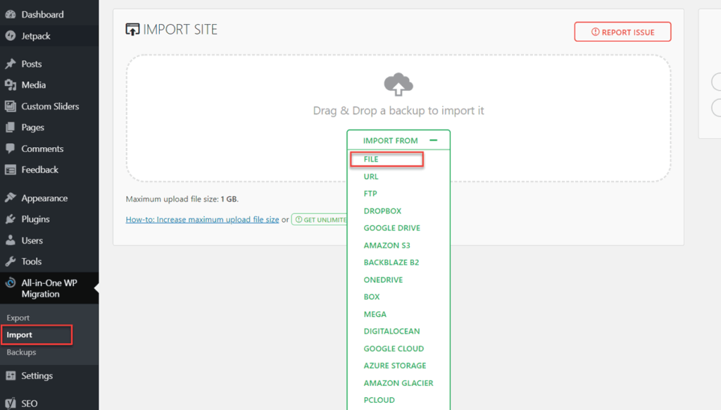 Import WordPress