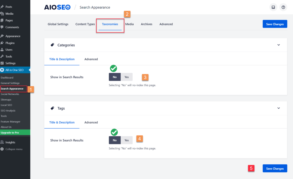 Taxonomies SEO Setup