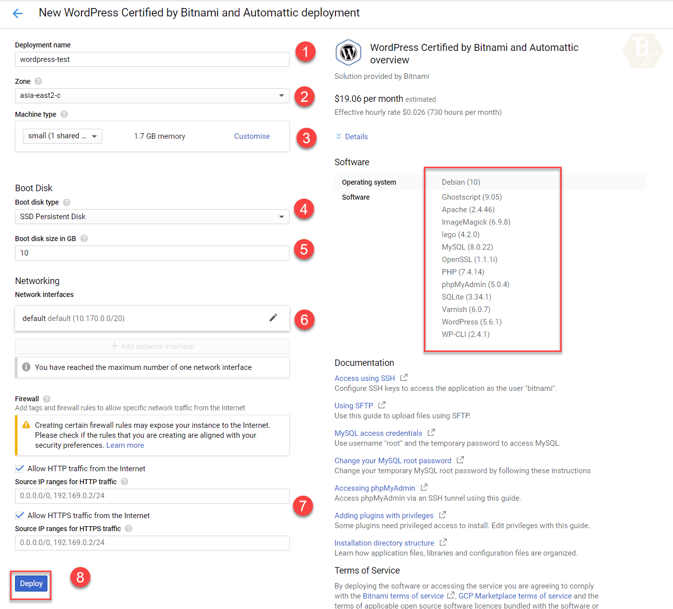 WordPress Bitnami Apache on Google Cloud Stack info