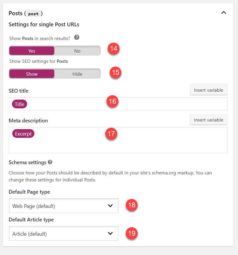 Settings for Single post of URLs