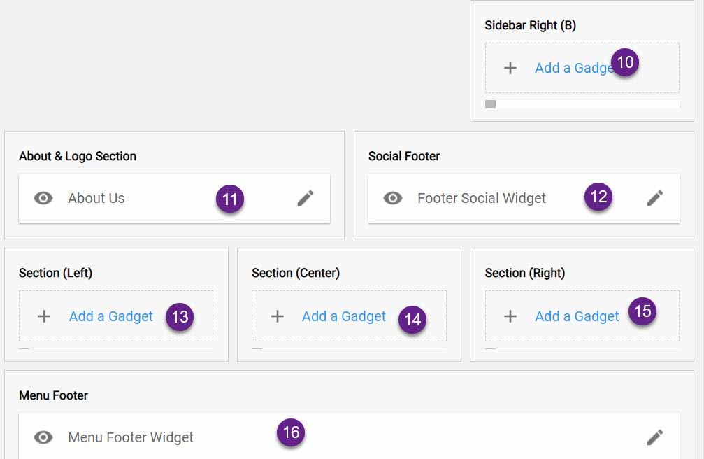 footer settings of the Tezzblog theme.