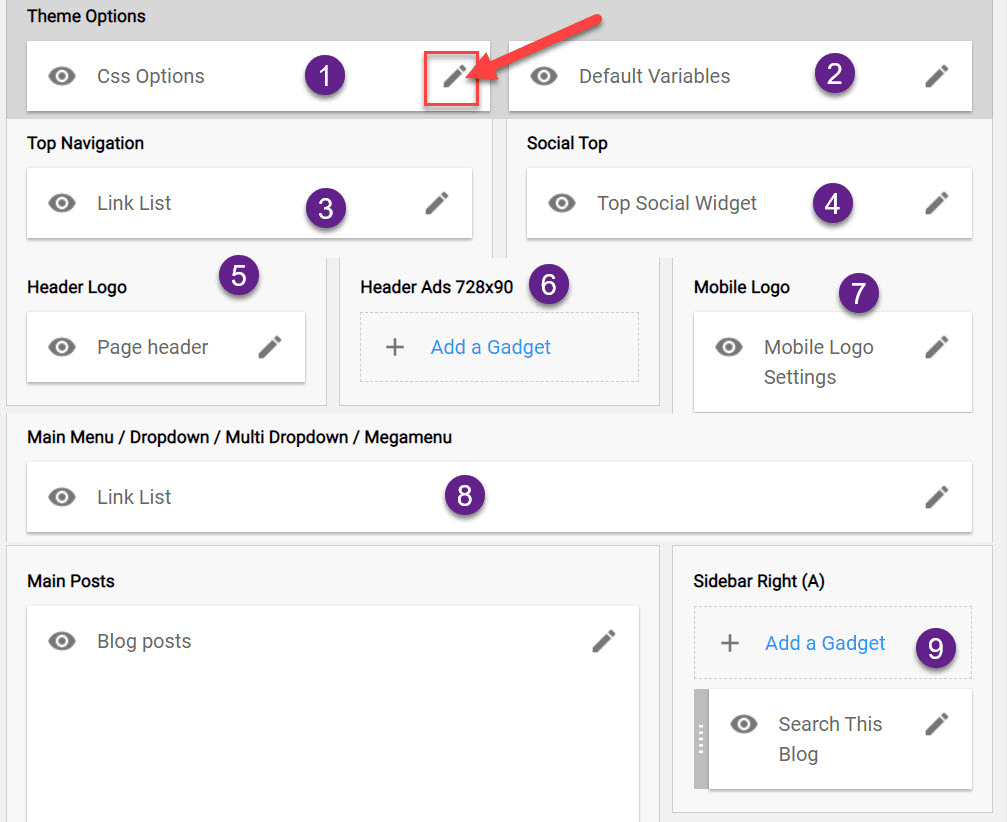 TezzBlog theme custom settings.