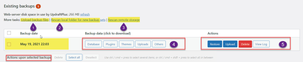 Existing WordPress Backup in Gdrive.