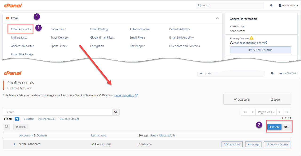 cPanel Email Account