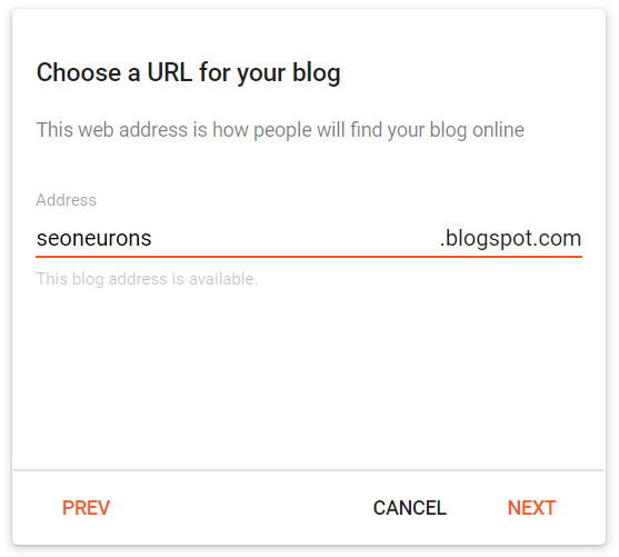 choose URL for your blog