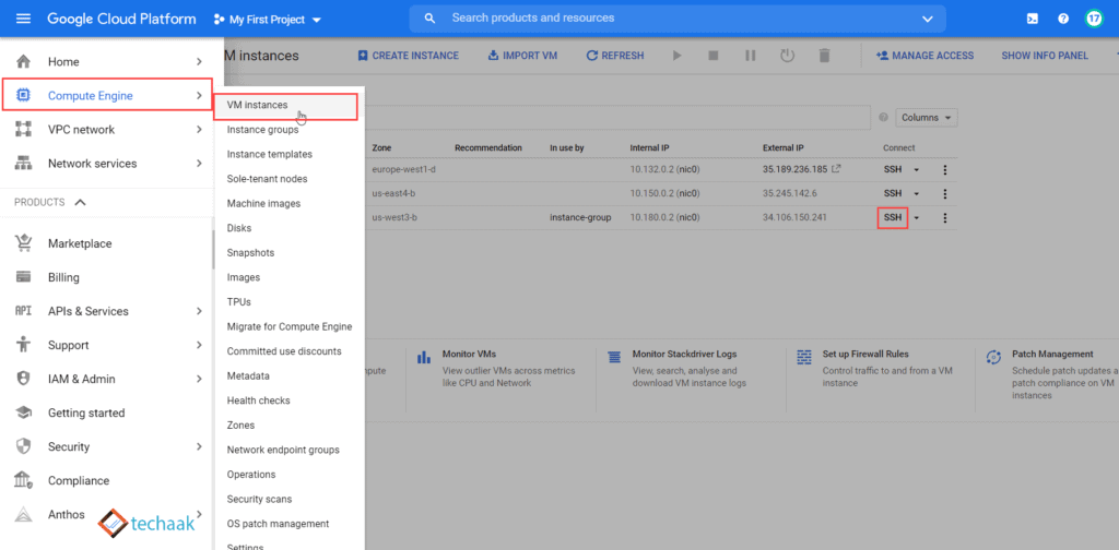 Google Cloud Console SSH Terminal