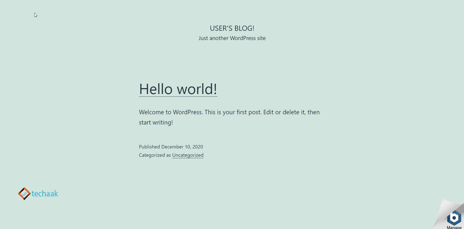 WordPress Welcome Page, Bitnami Stack