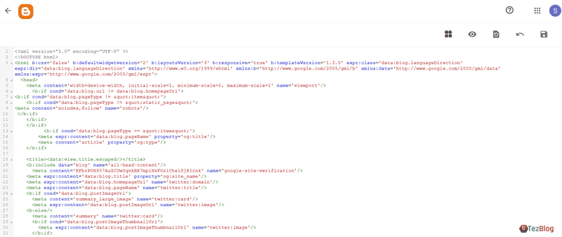 Blogger Edit HTML option to edit XML