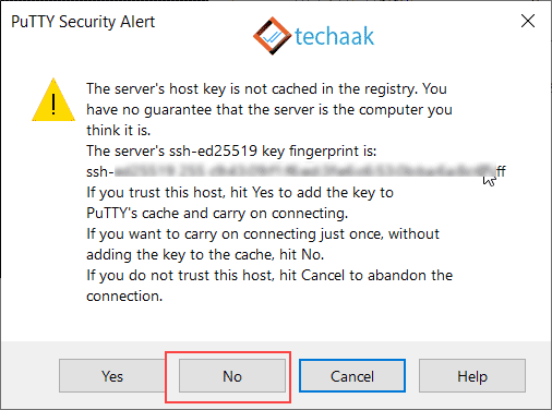 puTTY Security Alert