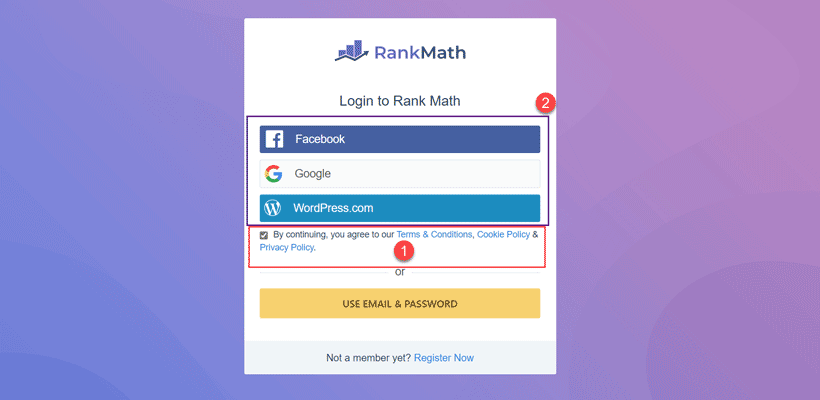 Rank Math Login Page