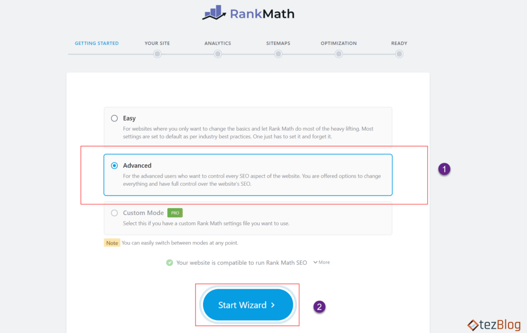 Rank Math Getting setup Getting Start Page