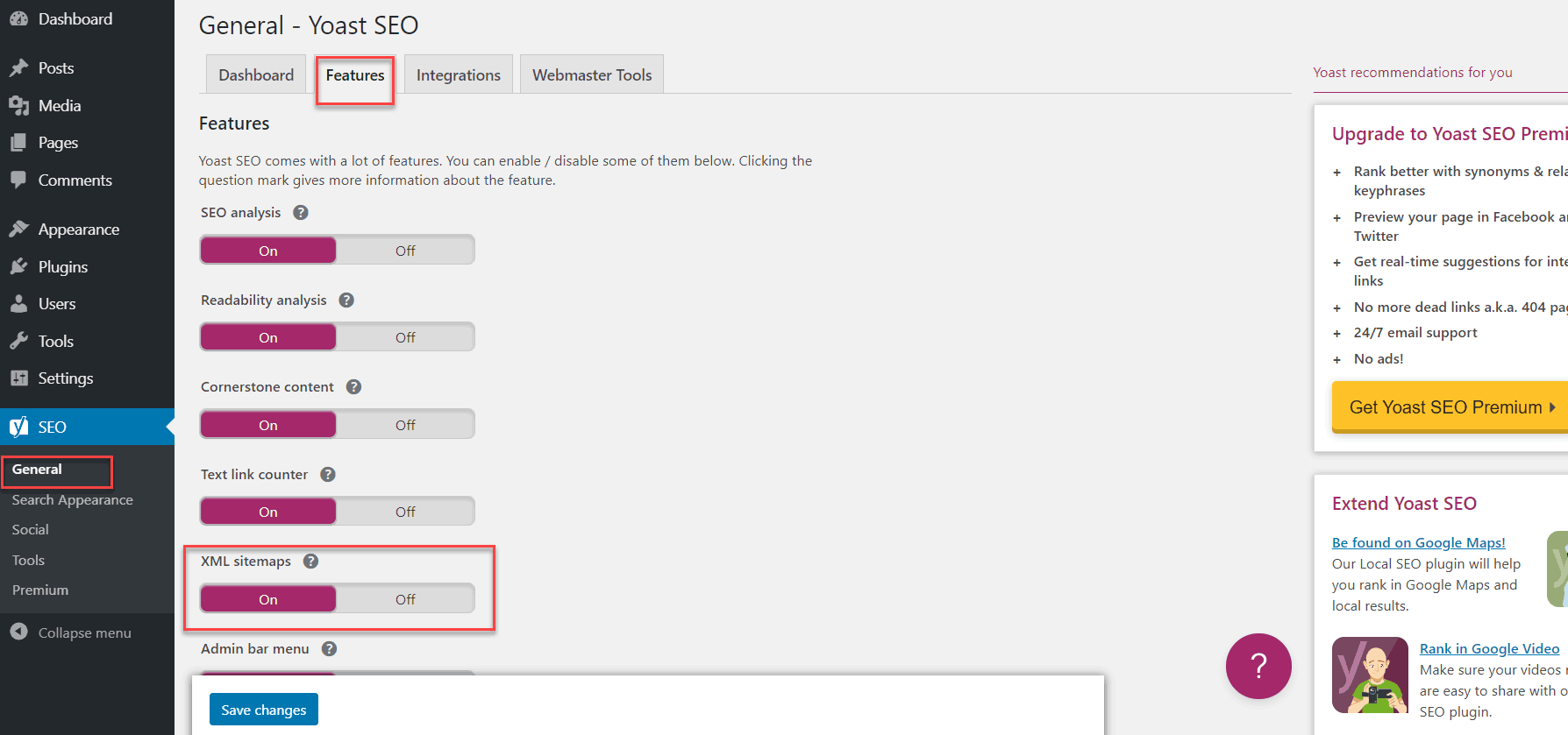 Generate an XML sitemap using Yoast SEO Plugin
