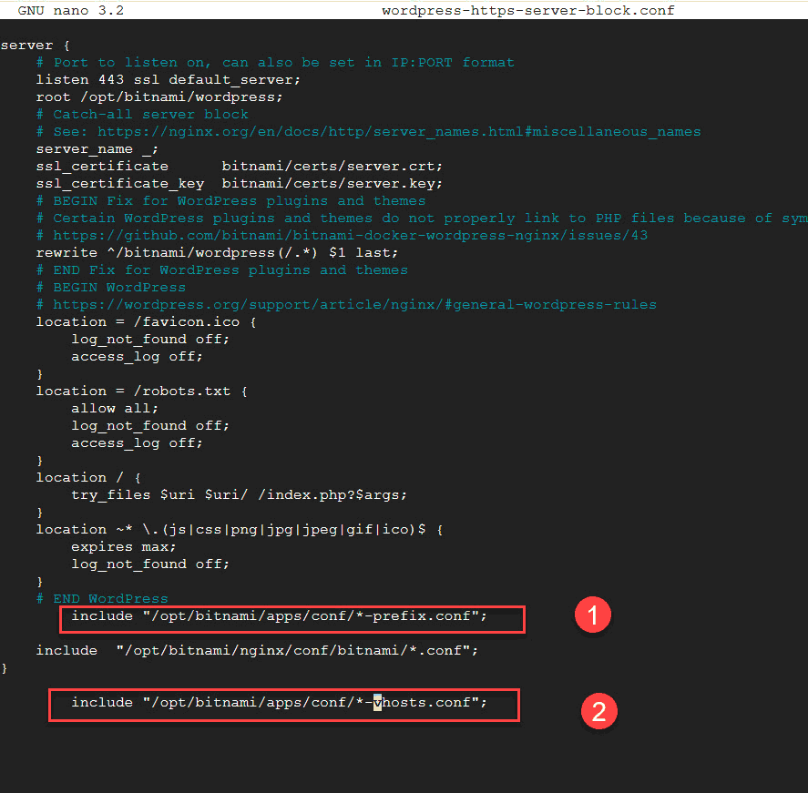 Bitnami NGINX configuration for multiple websites