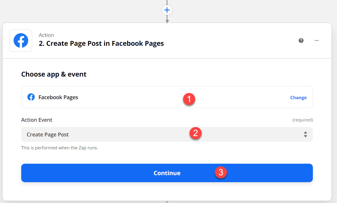 choose action, create event
