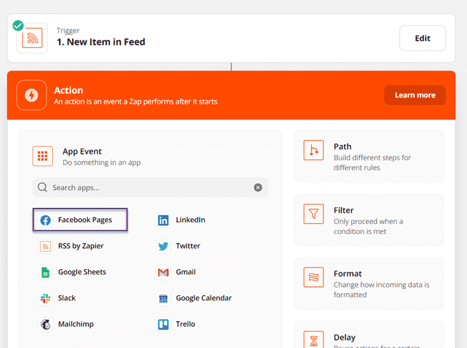 action of zap in zapier