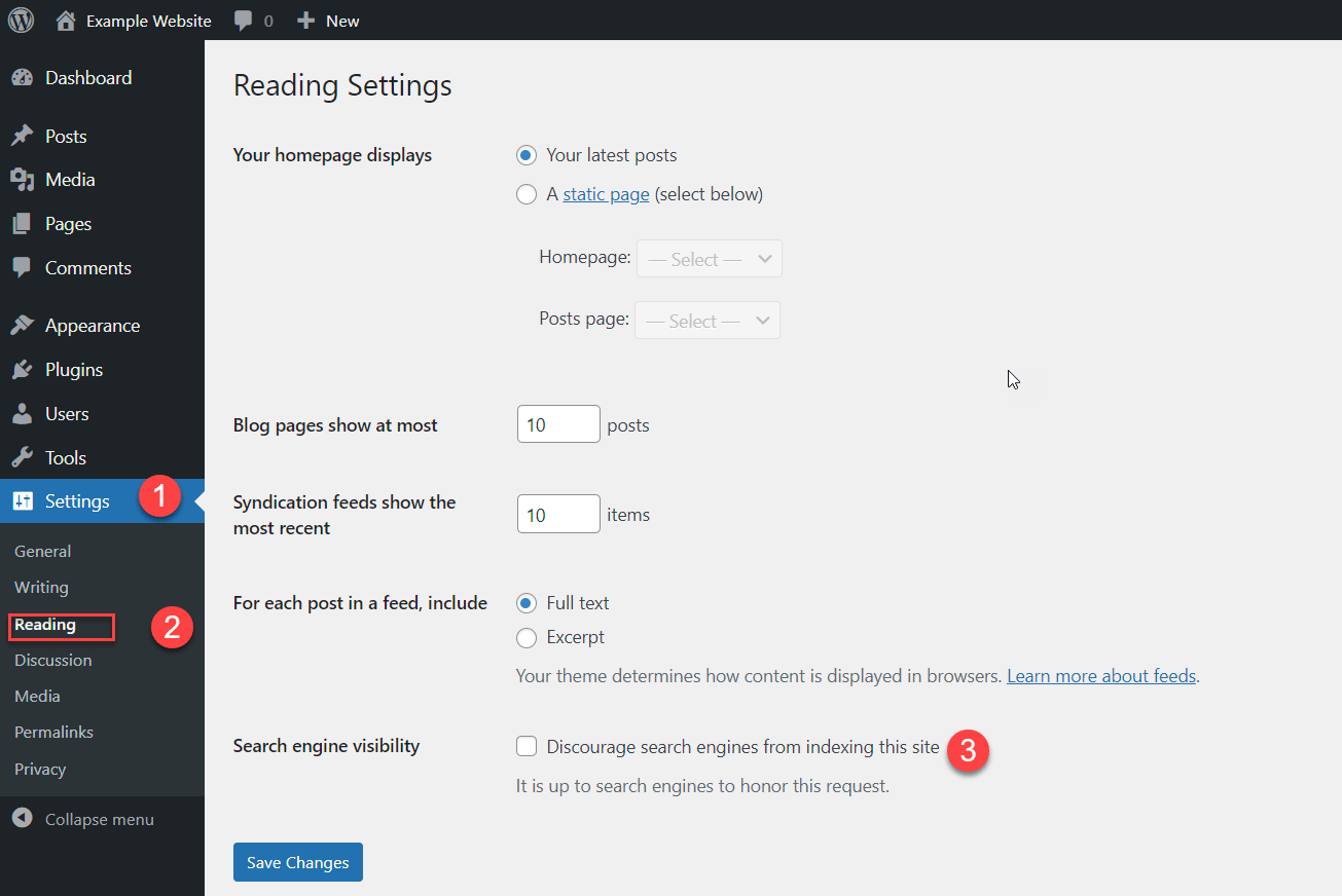 wordpress-visibility-settings