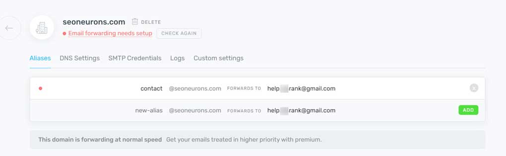 set up email forwarding